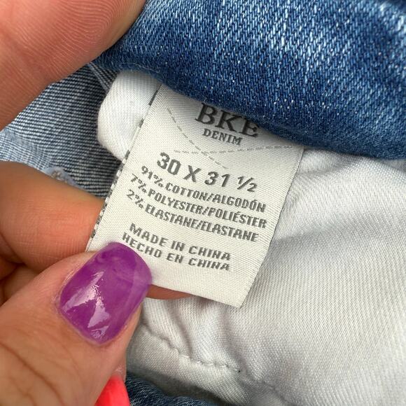 Buckle BKE Payton Universal Fit Mid Rise Boot Cut Frayed Knee Blue Jeans 30R - Picture 4 of 9